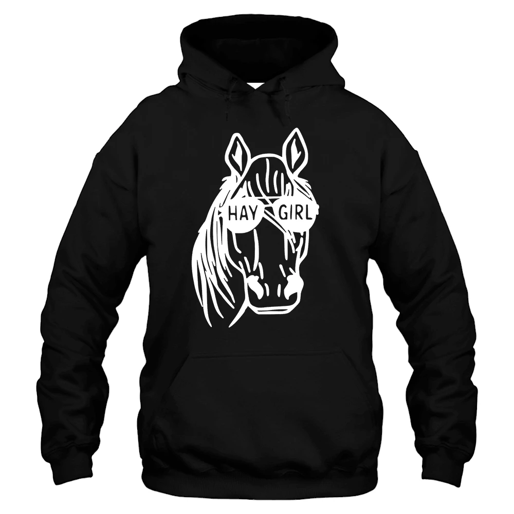 Hay Girl Horse Hoodie - Black Hay Girl Horse Hoodie - Black